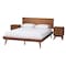Baxton Studio Melora Mid-Century Modern Walnut Brown Finished Wood and Rattan Full Size 3-Piece Bedroom Set 241-9800-9801-11298-ZORO - alternate 1
